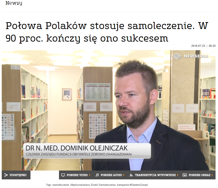 Połowa Polaków stosuje samoleczenie. W 90 proc. kończy się ono sukcesem