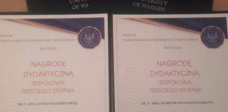 Nagrody JM Rektora WUM dla członków naszej Fundacji!